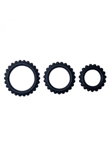 BAILE  TITAN SET 3PCS COCK RING BLACK 2.8 + 2.4 + 1.9 CM