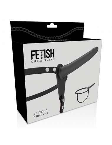 FETISH SUBMISSIVE ARNÉS SILICONA NEGRO 15CM