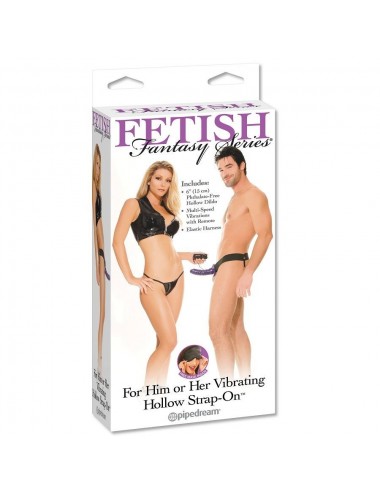 FETISH FANTASY VIBRATING HOLLOW STRAP-ON FÜR SIE ODER IHN LILA.
