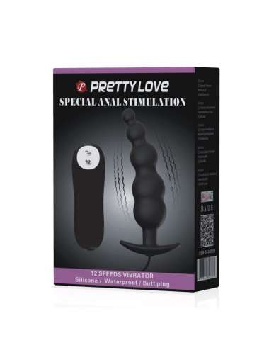 PRETTY LOVE - ANALPLUG AUS SILIKON EXTRA STIMULATION UND 12 VIBRATIONSMODI SCHWARZ