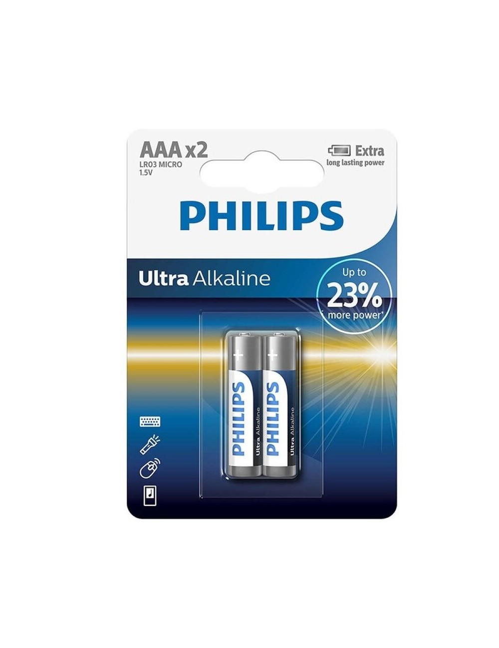 PHILIPS ULTRA ALKALINE BATTERIE AAA LR03 BLISTER * 2 PHILIPS ULTRA ALKALINE BATTERIE AAA LR03 BLISTER * 2