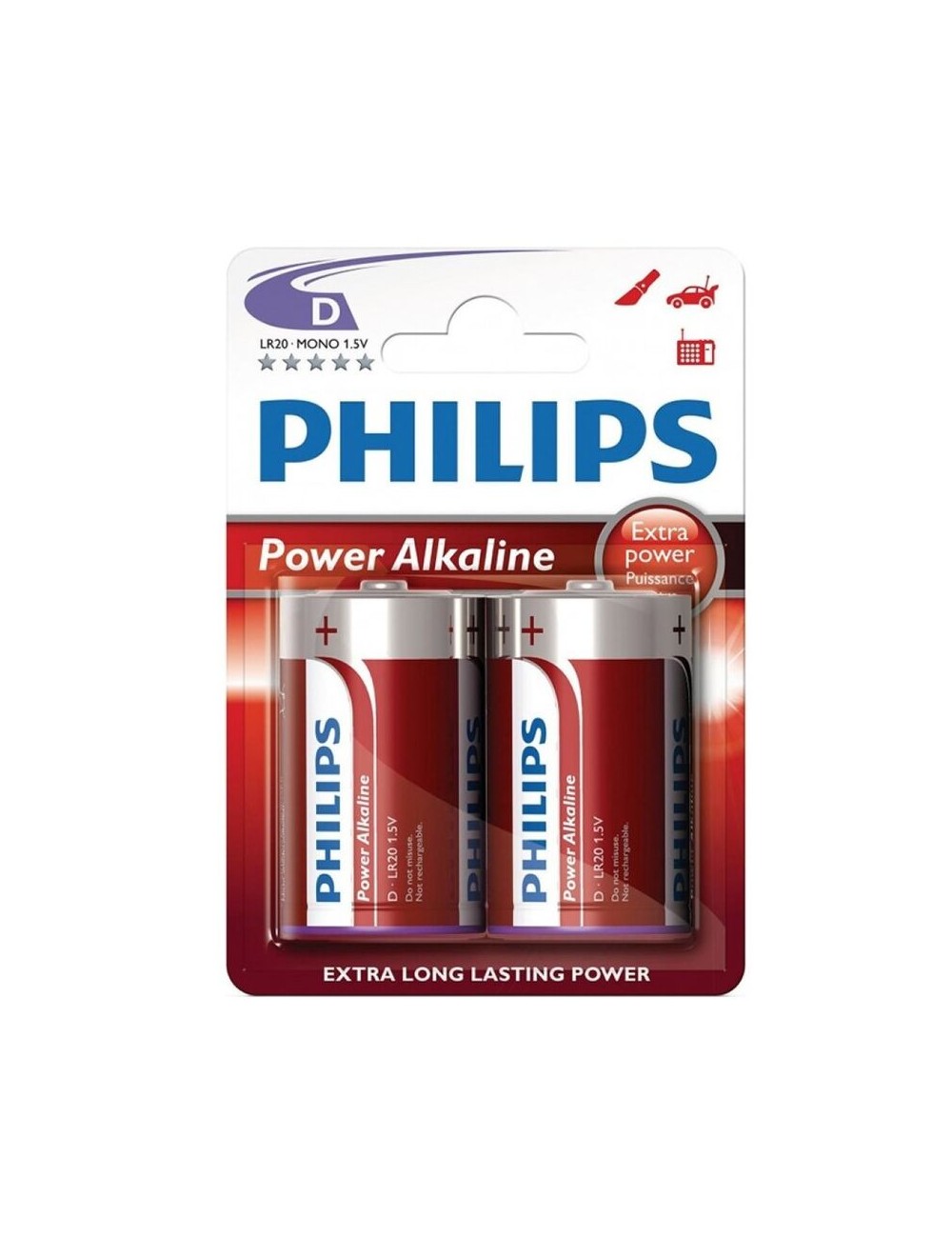 PHILIPS POWER ALKALINE PILA D LR20 BLISTER * 2 PHILIPS POWER ALKALINE PILA D LR20 BLISTER * 2
