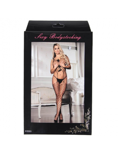 QUEEN LINGERIE - NETZ-BODYSTOCKING MIT KRAWATTEN S/L