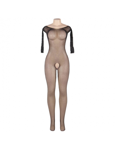 QUEEN LINGERIE - LANGARM-BODYSTOCKING MIT DIAMANTEN S/L
