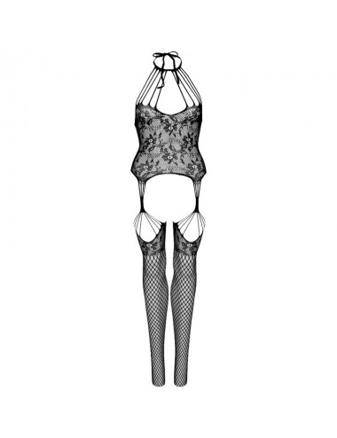LEG AVENUE - FLORAL LACE NET BODYSTOCKING, EINE GRÖSSE
