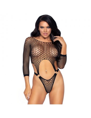 LEG AVENUE TOP BODYSUIT MIT EINEM GROSSEN RÜCKEN - SCHWARZ