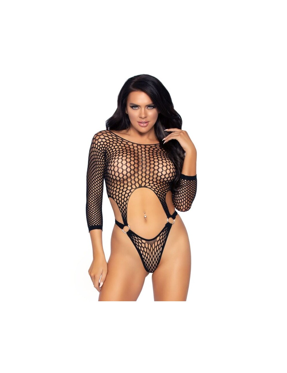 LEG AVENUE TOP BODYSUIT MIT EINEM GROSSEN RÜCKEN - SCHWARZ