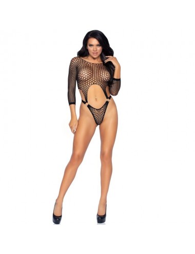 LEG AVENUE TOP BODYSUIT MIT EINEM GROSSEN RÜCKEN - SCHWARZ