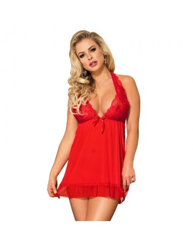 SUBBLIME ROTE BABYDOLL BLUMENMOTIVE IN BRÜSTEN L / XL