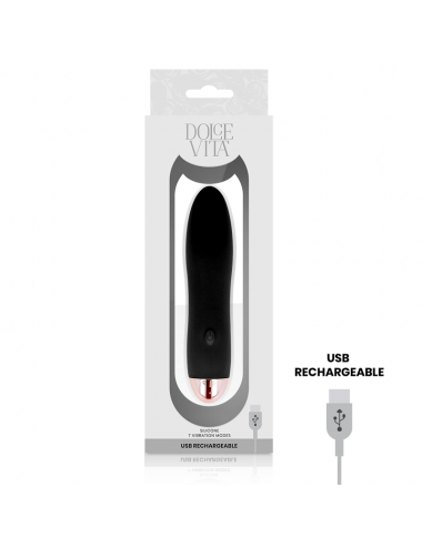 DOLCE VITA AUFLADBARER VIBRATOR VIER SCHWARZ 7 GESCHWINDIGKEITEN