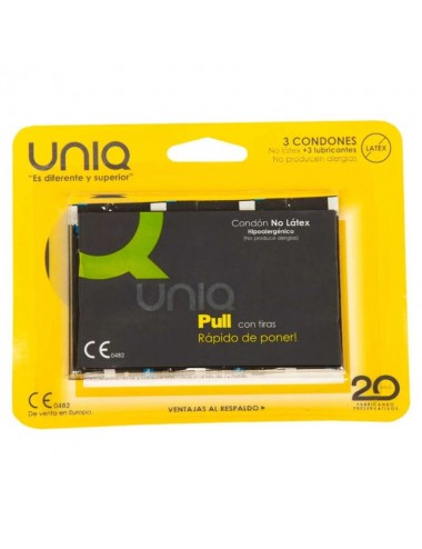 UNIQ PULL LATEX FREE CONDOMS WITH STRIPS 3 UNITS