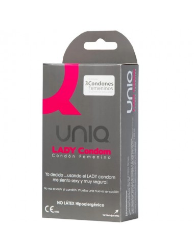 UNIQ LADY CONDOM LATEX FREE FEMALE CONDOMS WITH GARTER BELT 3 UNITS