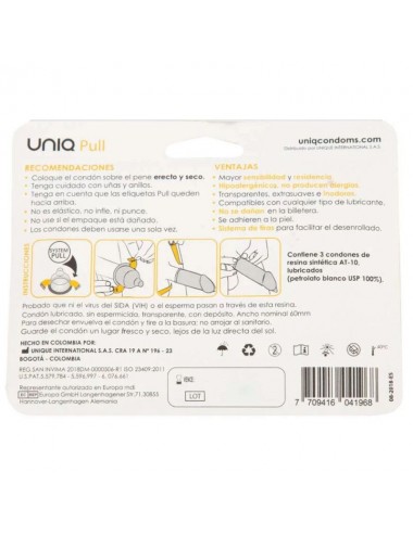 UNIQ PULL LATEX FREE CONDOMS WITH STRIPS 3 UNITS