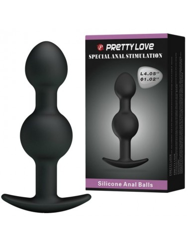 PRETTY LOVE - BOLAS ANALES SILICONA ESTIMULACION ESPECIAL 10.3 CM - NEGRO