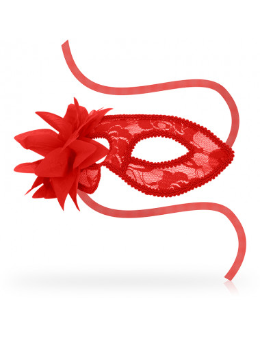 OHMAMA MASKS SPITZEN-AUGENMASKE UND BLUME - ROT