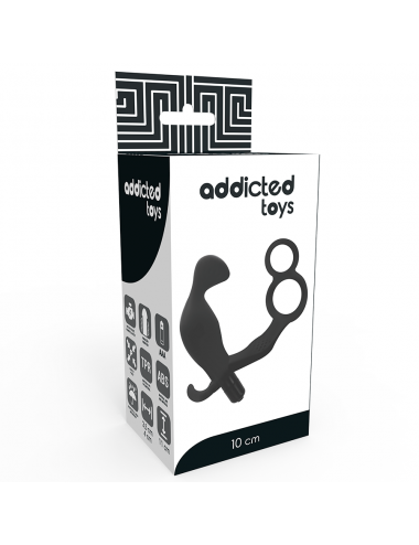 ADDICTED TOYS ANAL PLUG MIT DOPPELTER PENISRING UND HODEN SCHWARZ