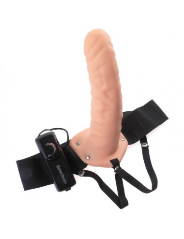 FETISH FANTASY SERIES - 19 CM VIBRIERENDER HOHL-STRAP-ON BRAUN