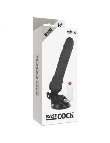 BASECOCK - REALISTISCHER VIBRATOR MIT FERNBEDIENUNG SCHWARZ 19.5 CM -O- 4 CM