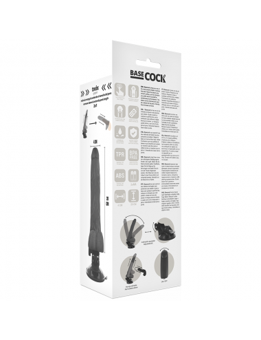 BASECOCK - REALISTISCHER VIBRATOR MIT FERNBEDIENUNG SCHWARZ MIT HODEN 20 CM -O- 4 CM