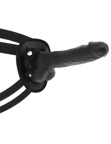 COCK MILLER HARNESS + SILIKONDICHTE GELENKBARE COCKSIL SCHWARZ 18 CM