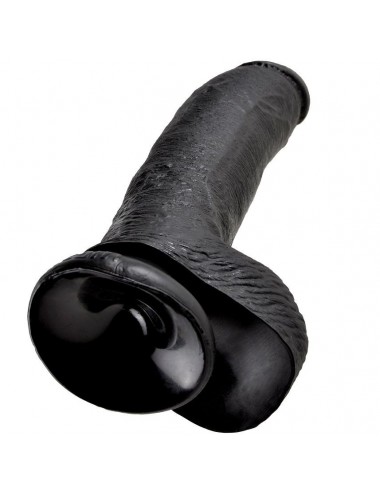 KING COCK - 9 DILDO SCHWARZ MIT EIER 22.9 CM