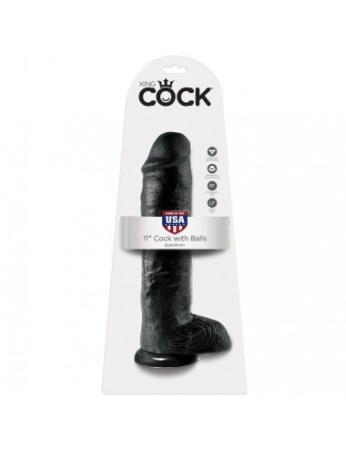KING COCK 11" PENE REALISTICO NEGRO 28 CM