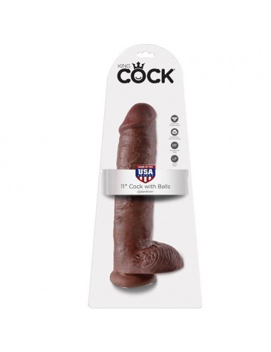 KING COCK - 11 DILDO BRAUN MIT EIER 28 CM