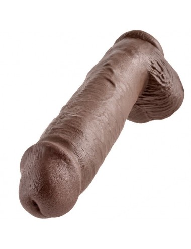 KING COCK - 11 DILDO BRAUN MIT EIER 28 CM