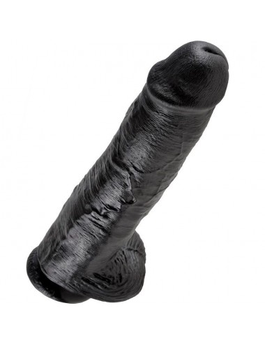 KING COCK - DILDO SCHWARZ MIT EIER 28 CM