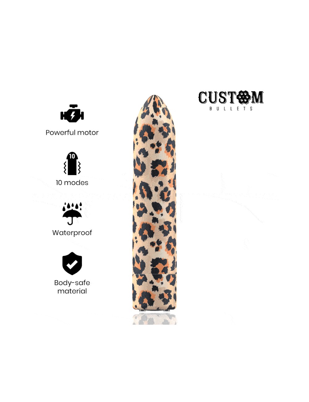 CUSTOM BULLETS RECHARGEABLE BULLET LEOPARD 10 INTENSITIES