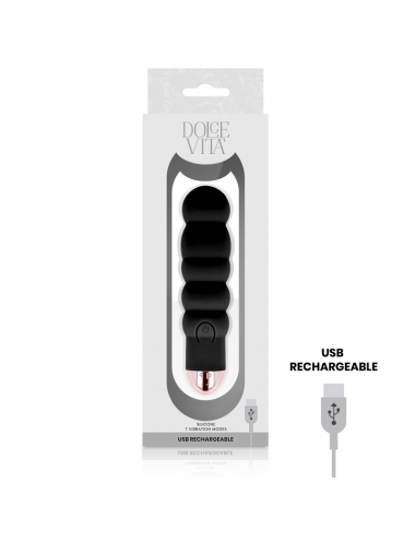 DOLCE VITA AUFLADBARER VIBRATOR SECHS SCHWARZ 7 GESCHWINDIGKEITEN