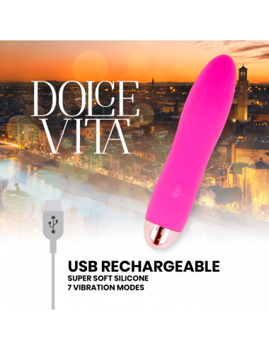 DOLCE VITA AUFLADBARER VIBRATOR VIER ROSA 7 GESCHWINDIGKEITEN