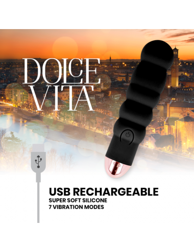 DOLCE VITA AUFLADBARER VIBRATOR SECHS SCHWARZ 7 GESCHWINDIGKEITEN