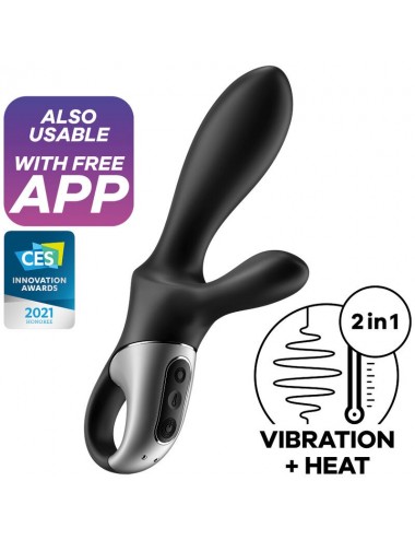 SATISFYER HEAT CLIMAX + ANAL VIBRATOR APP - BLACK