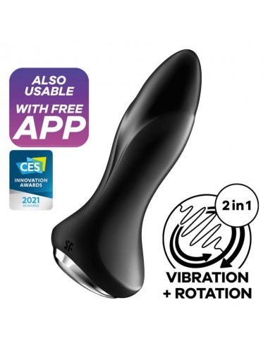 SATISFYER ROTATOR PLUG 1+ VIBRATING PLUG APP - BLACK