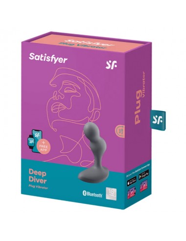 SATISFYER - DEEP DIVER VIBRATING PLUG APP GRAU