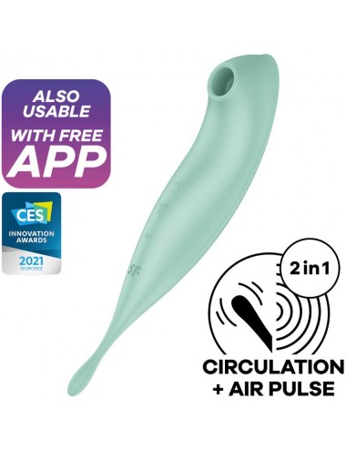 SATISFYER TWIRLING PRO+ AIR PULSE STIMULATOR & VIBRATOR APP - GRÜN