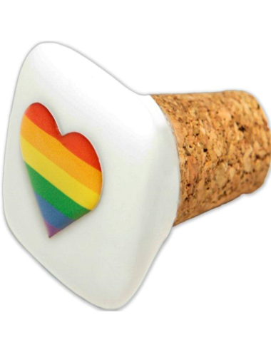 PRIDE - SQUARE CORK CERAMIC STOPPER WITH LGBT FLAG