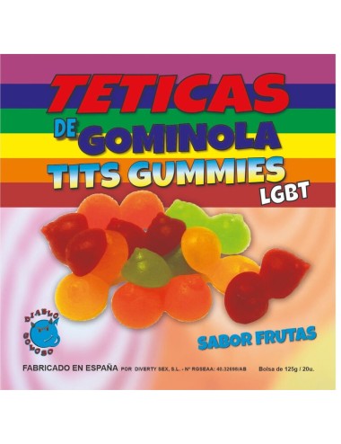 DIABLO GOLOSO - FRUCHTGESCHMACK GLITTER TITS GUMMY BOX 6 FARBEN UND AROMEN LGBT MADE IS SPAIN /es/pt/en/fr/it/