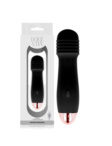 DOLCE VITA AUFLADBARER VIBRATOR DREI SCHWARZ 7 GESCHWINDIGKEIT