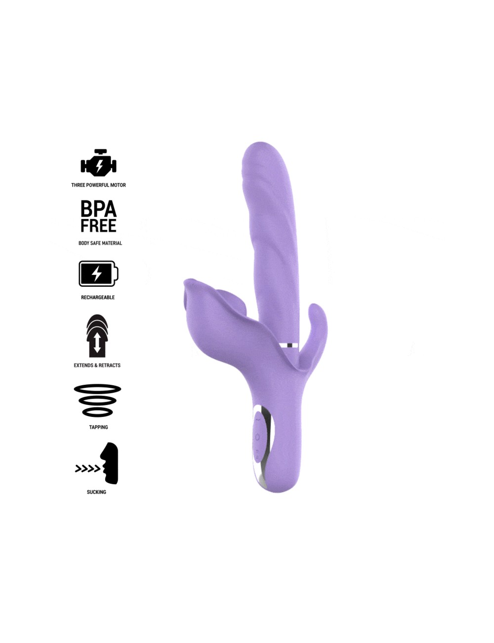 INTENSE - BILLIE VIBRADOR MULTIFUNCIÓN RECARGABLE SUCCIONADOR CON PULSADOR MORADO