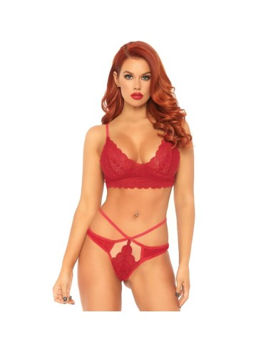 LEG AVENUE 2-TEILIGES SET SPITZEN-BRALETTE UND STRING M/L