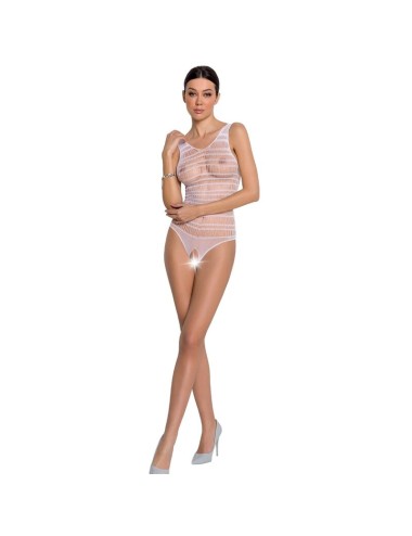 PASSION WOMAN BS086 BODYSTOCKING - WEISS EINE GRÖSSE