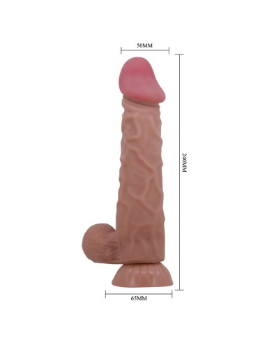 PRETTY LOVE - REALISTISCHER DILDO DER SLIDING SKIN-SERIE MIT SLIDING SKIN-SAUGNAPF BRAUN 24 CM