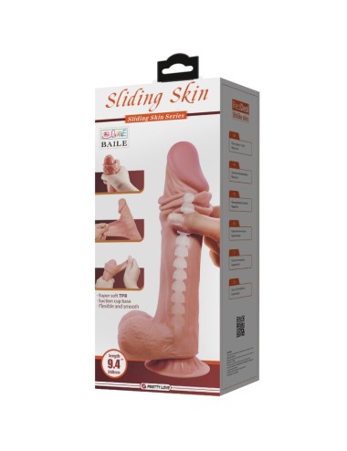 PRETTY LOVE - REALISTISCHER DILDO DER SLIDING SKIN-SERIE MIT SLIDING SKIN-SAUGNAPF BRAUN 24 CM