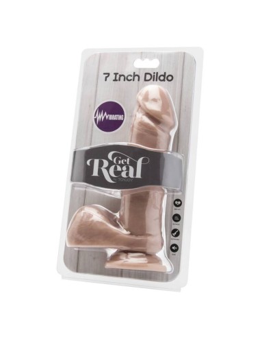 GET REAL - DILDO 18 CM MIT KUGELN VIBRATORHAUT