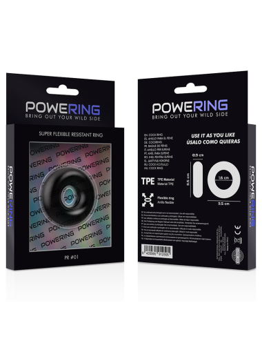 POWERING - SUPER FLEXIBLER UND WIDERSTANDSFÄHIGER PENISRING 3,5 CM SCHWARZ