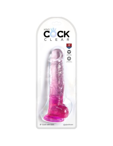 KING COCK - CLEAR REALISTISCHER PENIS MIT KUGELN 16.5 CM ROSA