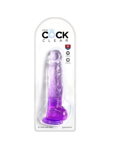 KING COCK - CLEAR REALISTISCHER PENIS MIT KUGELN 16.5 CM LILA