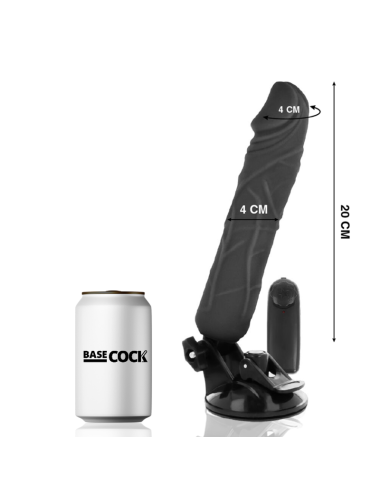 BASECOCK - REALISTISCHER VIBRATOR MIT FERNBEDIENUNG SCHWARZ 20 CM -O- 4 CM